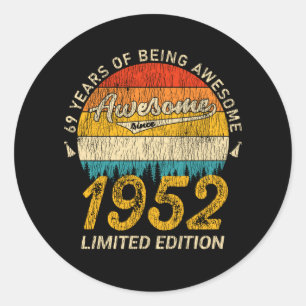 Sticker Rond 73 ans 1952 Retro Awesome 73e anniversaire Cadeau