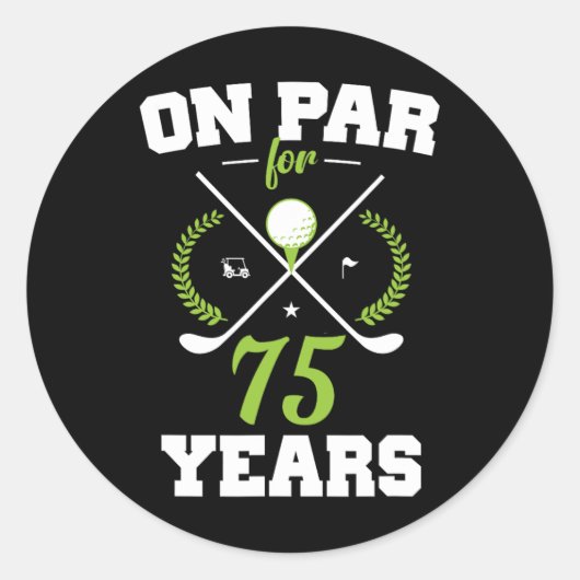 Sticker Rond 75 Ans Joyeux 75ème Anniversaire Pour Les Golfeurs (Devant)