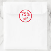 Sticker Rond 75% De Billet Bright Red Sale (Sac)