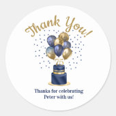 Sticker Rond 75e anniversaire Marine Merci de gâteau bleu ballo (Devant)