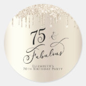 Sticker Rond 75e anniversaire Parties scintillant d'or (Devant)