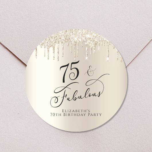 Sticker Rond 75e anniversaire Parties scintillant d'or