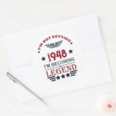 Sticker Rond 75e anniversaire vintage personnalisé (Enveloppe)