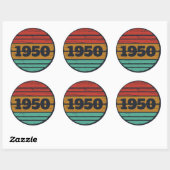 Sticker Rond 75e anniversaire vintage personnalisé (Feuille)