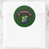 Sticker Rond 75th Ranger Rgt - scroll & flash (Sac)