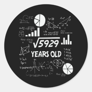 Sticker Rond 76 ans Enseignant des mathématiques Anniversaires 