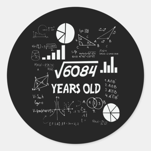 Sticker Rond 77 ans Enseignant des mathématiques Anniversaires (Devant)