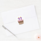 Sticker Rond 77 ans sur le gâteau d'anniversaire (Enveloppe)