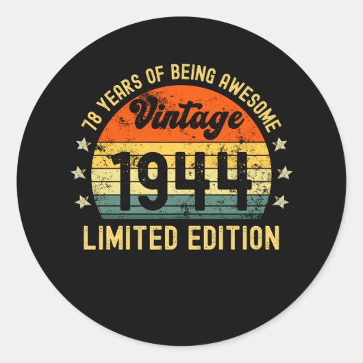 Sticker Rond 78th birthday limited edition 1944 78 year old (Devant)