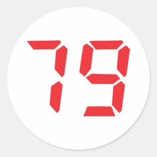 Sticker Rond 79 soixante-dix-neuf réveil rouge numéro numérique