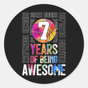 Sticker Rond 7 ans d'être génial basket-ball 7e anniversaire _