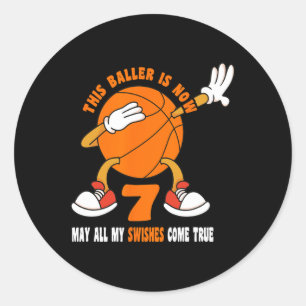 Sticker Rond 7 ans Joyeux 7e anniversaire Bysketbyll 7e anniver