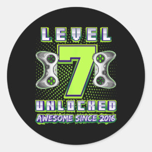Sticker Rond 7 Déverrouillé Awesome 2016 jeu vidéo 7e anniversa