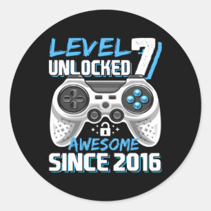 Sticker Rond 7 Déverrouillé Awesome 2016 jeu vidéo 7e anniversa