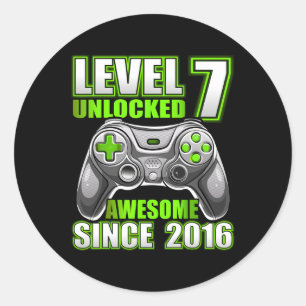 Sticker Rond 7 Déverrouillé Awesome 2016 jeu vidéo 7e anniversa