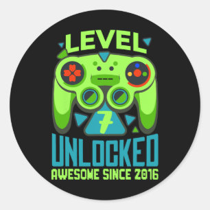 Sticker Rond 7 Déverrouillé Awesome 2016 jeu vidéo 7e anniversa