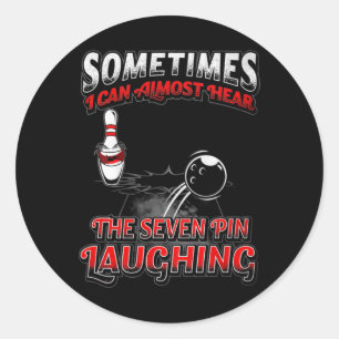 Sticker Rond 7 Épingles Rire Bowling Bowling Tee Don Pour Homme