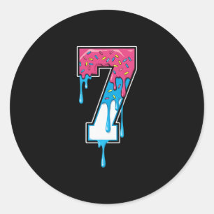 Sticker Rond 7 Équipe Numéro Sept Sports Crème Glacée Dégoulina