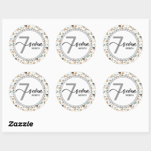 Sticker Rond 7 Mois Jalon Baby Giraffes et Ballons