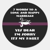 Sticker Rond 7 Mots Pour Un Mariage Long Et Heureux (Devant)