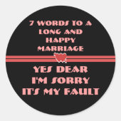 Sticker Rond 7 Mots Pour Un Mariage Long Et Heureux (Devant)