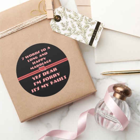 Sticker Rond 7 Mots Pour Un Mariage Long Et Heureux (Cadeaux)