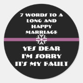 Sticker Rond 7 Mots Pour Un Mariage Long Et Heureux (Devant)