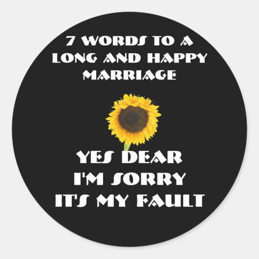 Sticker Rond 7 Mots Pour Un Mariage Long Et Heureux (Devant)