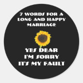 Sticker Rond 7 Mots Pour Un Mariage Long Et Heureux (Devant)
