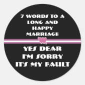 Sticker Rond 7 Mots Pour Un Mariage Long Et Heureux (Devant)
