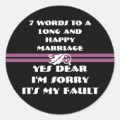 Sticker Rond 7 Mots Pour Un Mariage Long Et Heureux (Devant)