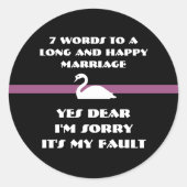 Sticker Rond 7 Mots Pour Un Mariage Long Et Heureux (Devant)