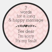 Sticker Rond 7 Mots Pour Un Mariage Long Et Heureux (Devant)