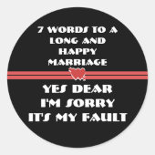 Sticker Rond 7 Mots Pour Un Mariage Long Et Heureux (Devant)