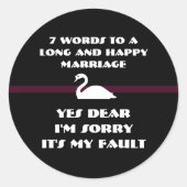 Sticker Rond 7 Mots Pour Un Mariage Long Et Heureux (Devant)