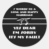 Sticker Rond 7 Mots Pour Un Mariage Long Et Heureux (Devant)