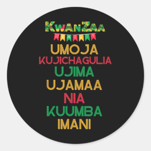 Sticker Rond 7 Principes De Kwanzaa Happy Kwanzaa Cand Africain