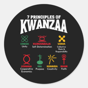 Sticker Rond 7 Principes De Kwanzaa Hommes De Fierté Africaine-
