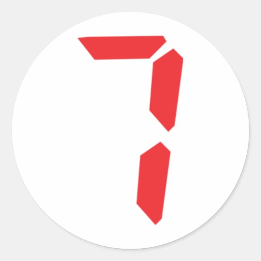 Sticker Rond 7 sept réveil rouge numéro numérique (Devant)