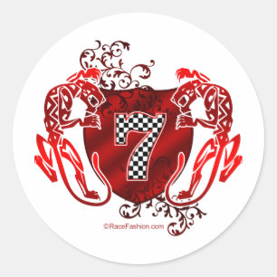 Sticker Rond 7 tigres de nombre de courses automobiles