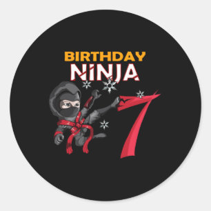 Sticker Rond 7e anniversaire Anniversaire Ninja Anniversaire Co