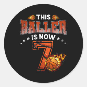 Sticker Rond 7e anniversaire Boys Joueur de basket-ball Cadeaux