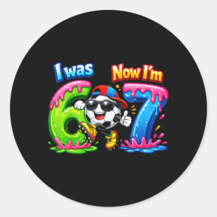Sticker Rond 7e anniversaire était 6 7 Six Sept 6 7 Enfants Gar