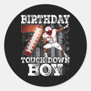 Sticker Rond 7e anniversaire Football Boy - 7 ans Kid Footba