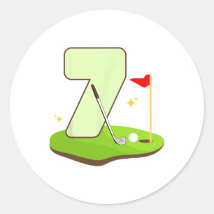 Sticker Rond 7e Golf Anniversaire Golfeur 7 Ans Anniversaire Pa