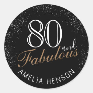 Sticker Rond 80 et fabuleux Elegant Black 80e anniversaire