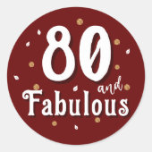 Sticker Rond 80 et Fabulous Parties scintillant Rouge 80e anniv (Devant)