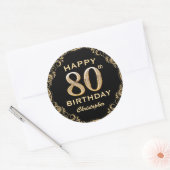 Sticker Rond 80e anniversaire de la Parties scintillant Black a (Enveloppe)