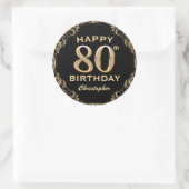 Sticker Rond 80e anniversaire de la Parties scintillant Black a (Sac)
