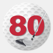 Sticker Rond 80e anniversaire Golf Ball Design (Devant)